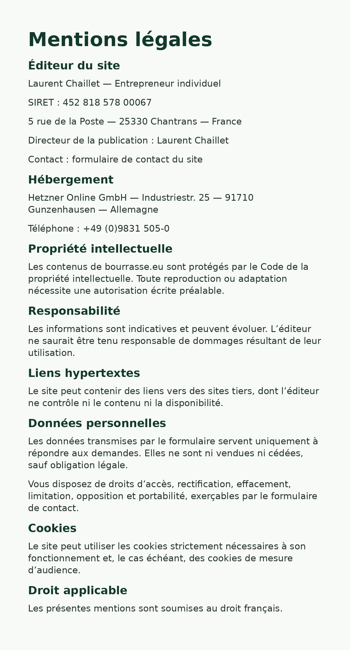 Mentions légales complètes